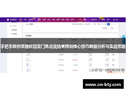 手把手教你掌握欧冠豪门焦点战结果预测核心技巧数据分析与实战思路